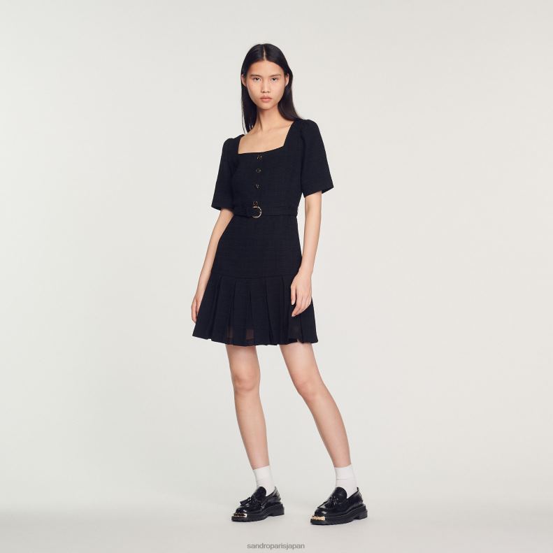 jp Sandro Paris 女性 ショートツイードドレス 黒 20D4B250 衣服