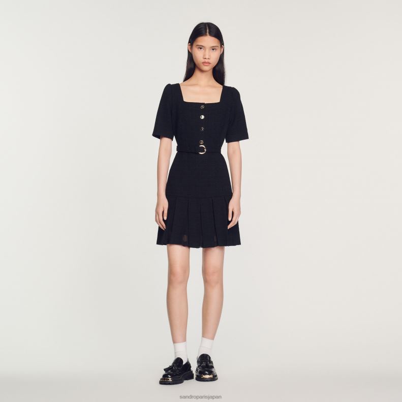 jp Sandro Paris 女性 ショートツイードドレス 黒 20D4B250 衣服
