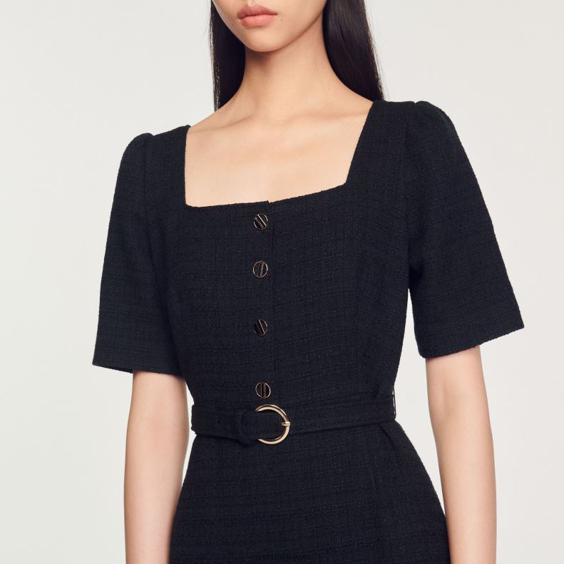 jp Sandro Paris 女性 ショートツイードドレス 黒 20D4B250 衣服