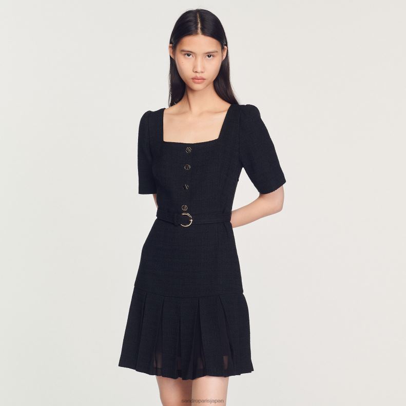 jp Sandro Paris 女性 ショートツイードドレス 黒 20D4B250 衣服