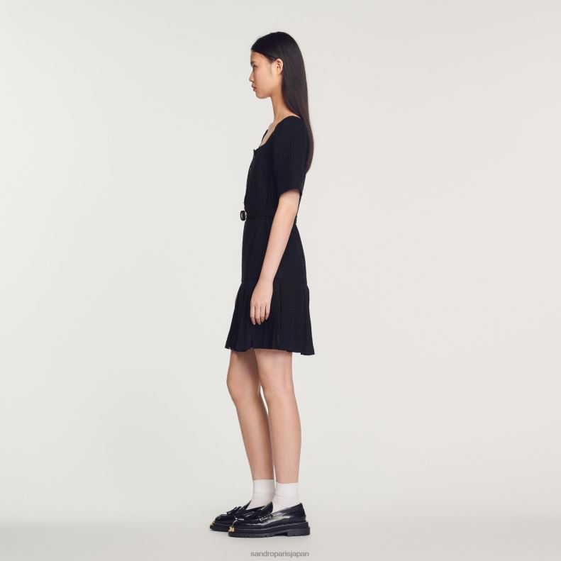 jp Sandro Paris 女性 ショートツイードドレス 黒 20D4B250 衣服