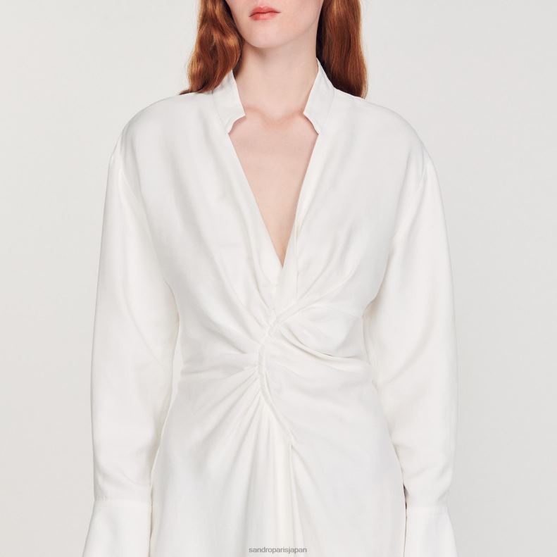 jp Sandro Paris 女性 長袖ショートドレス 生成り 20D4B253 衣服