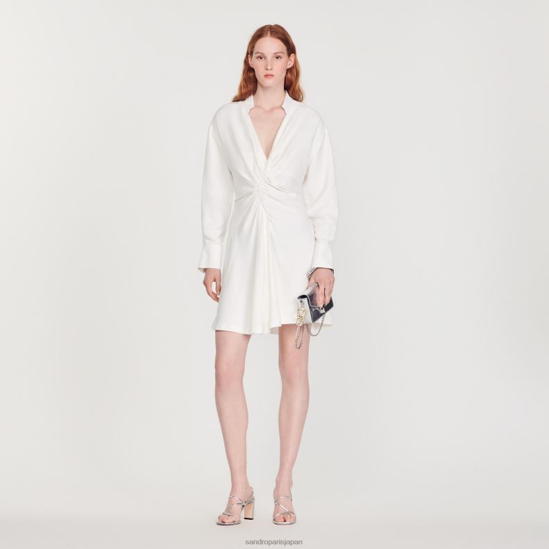 jp Sandro Paris 女性 長袖ショートドレス 生成り 20D4B253 衣服