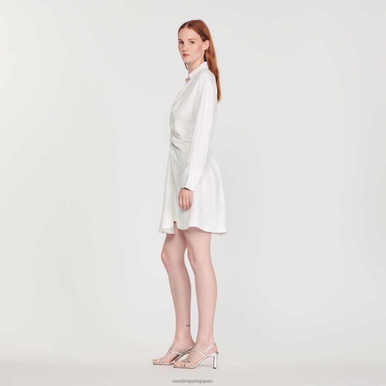 jp Sandro Paris 女性 長袖ショートドレス 生成り 20D4B253 衣服