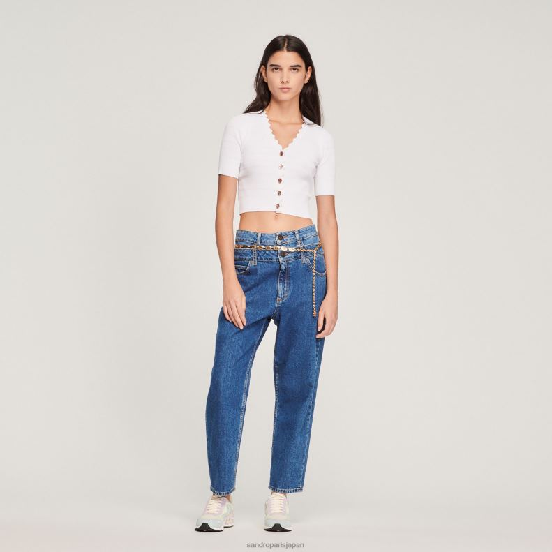 jp Sandro Paris 女性 派手なボタンが付いたニットセーター オフホワイト 20D4B260 衣服