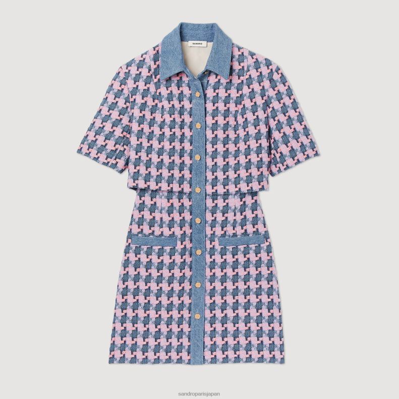 jp Sandro Paris 女性 ツイードドレス パープル/ブルー 20D4B267 衣服