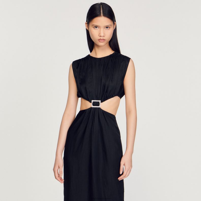 jp Sandro Paris 女性 デコラティブ ミディドレス 黒 20D4B285 衣服