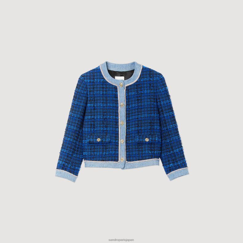 jp Sandro Paris 女性 ツイードジャケット エレクトリックブルー 20D4B290 衣服