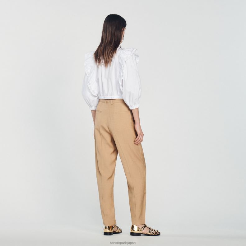 jp Sandro Paris 女性 ワイドレッグパンツ ベージュ 20D4B304 衣服