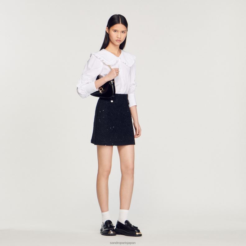 jp Sandro Paris 女性 ツイードスカート 黒 20D4B305 衣服