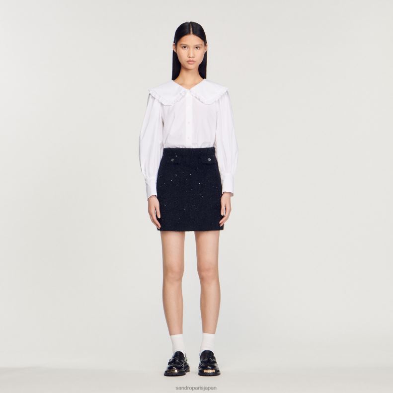 jp Sandro Paris 女性 ツイードスカート 黒 20D4B305 衣服