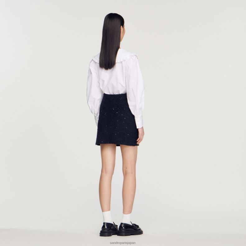 jp Sandro Paris 女性 ツイードスカート 黒 20D4B305 衣服