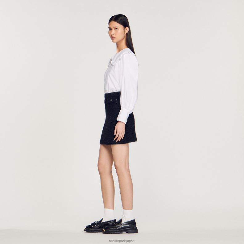 jp Sandro Paris 女性 ツイードスカート 黒 20D4B305 衣服