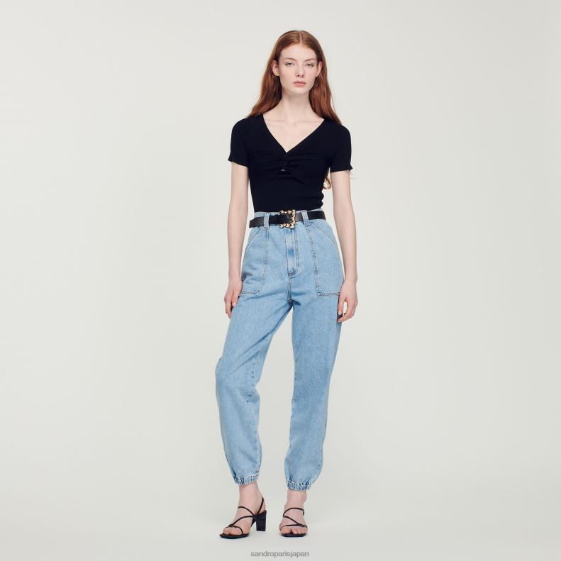 jp Sandro Paris 女性 タイドクロップドセーター 黒 20D4B313 衣服