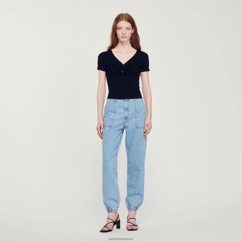 jp Sandro Paris 女性 タイドクロップドセーター 黒 20D4B313 衣服