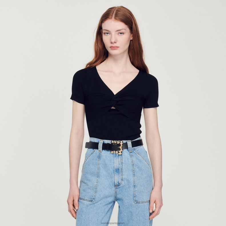 jp Sandro Paris 女性 タイドクロップドセーター 黒 20D4B313 衣服
