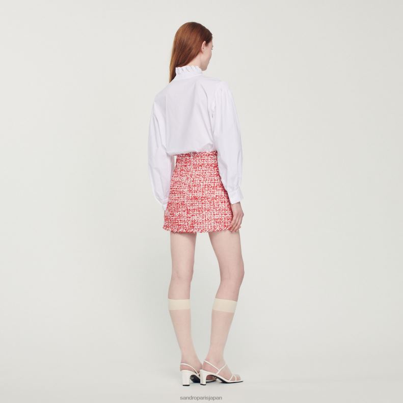 jp Sandro Paris 女性 ショートツイードスカート 赤 20D4B314 衣服