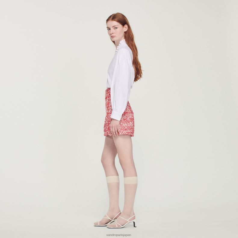 jp Sandro Paris 女性 ショートツイードスカート 赤 20D4B314 衣服