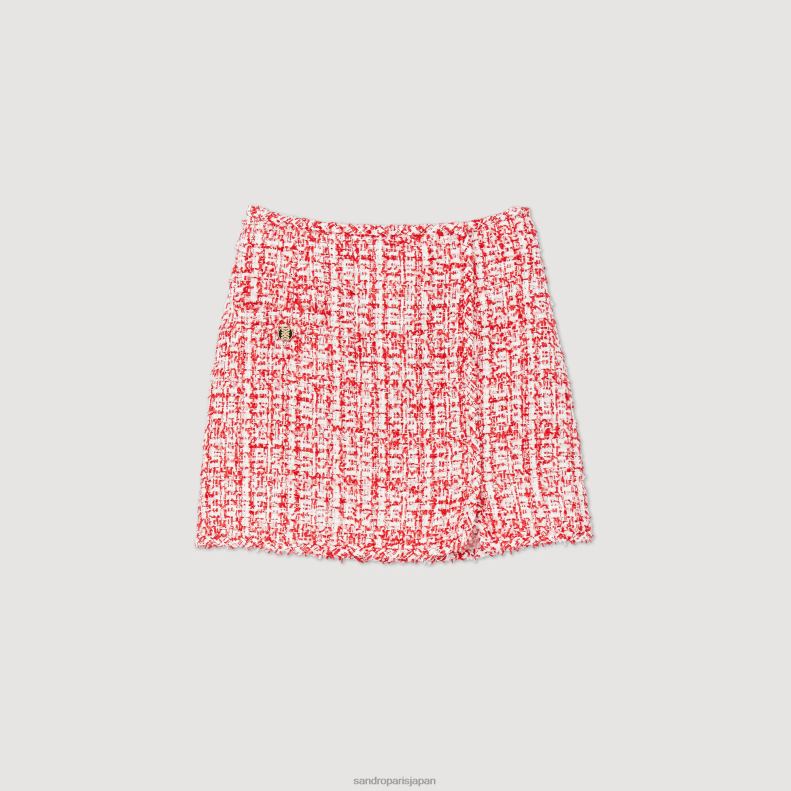 jp Sandro Paris 女性 ショートツイードスカート 赤 20D4B314 衣服