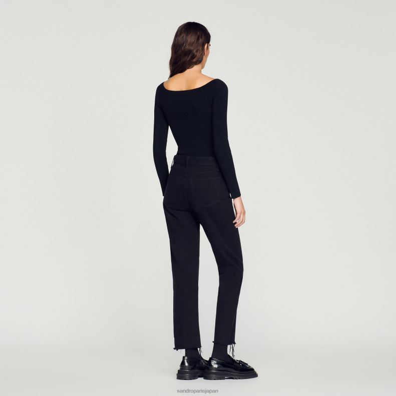 jp Sandro Paris 女性 恋人ネックのニットボディスーツ 黒 20D4B323 衣服