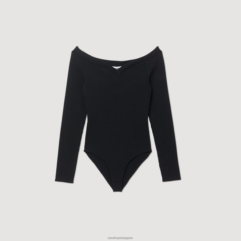 jp Sandro Paris 女性 恋人ネックのニットボディスーツ 黒 20D4B323 衣服
