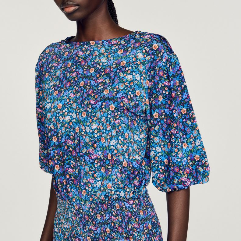 jp Sandro Paris 女性 花柄ショートドレス 青/紫 20D4B327 衣服