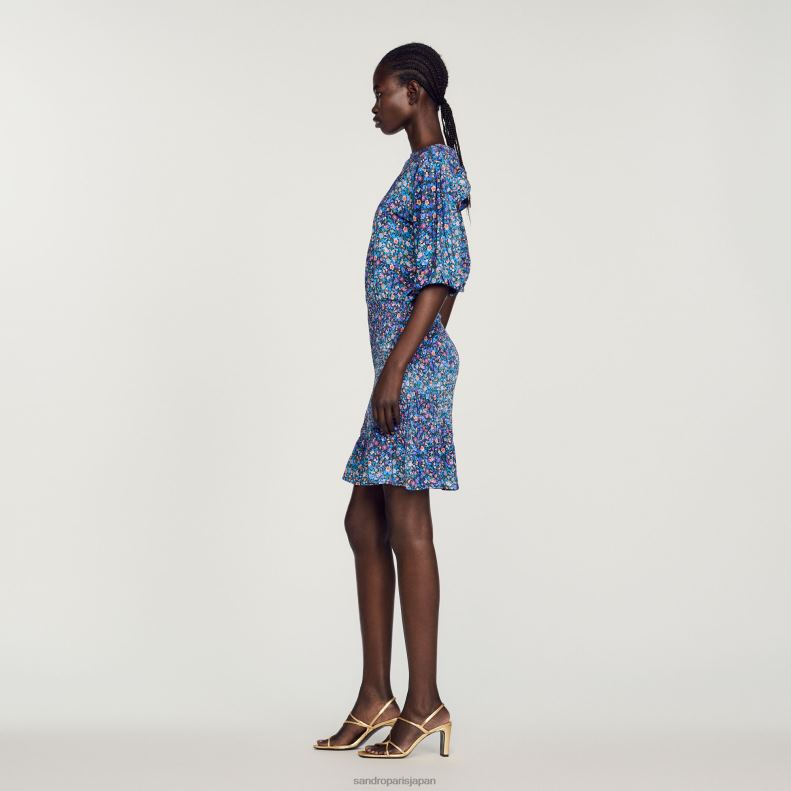 jp Sandro Paris 女性 花柄ショートドレス 青/紫 20D4B327 衣服