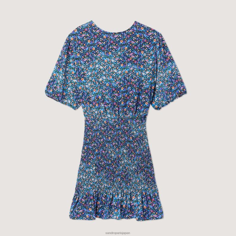 jp Sandro Paris 女性 花柄ショートドレス 青/紫 20D4B327 衣服