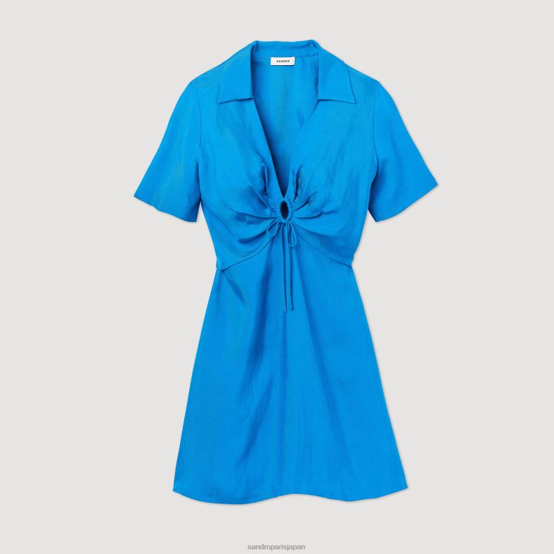 jp Sandro Paris 女性 ネクタイ付きショートドレス 青 20D4B328 衣服