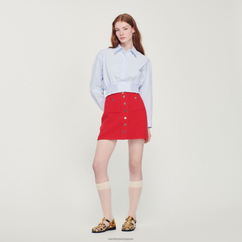 jp Sandro Paris 女性 短いニットスカート 赤 20D4B329 衣服