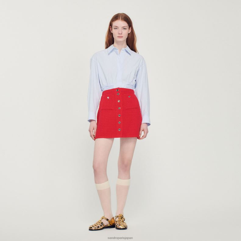 jp Sandro Paris 女性 短いニットスカート 赤 20D4B329 衣服