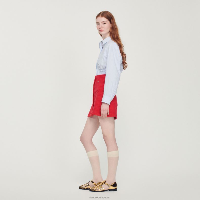 jp Sandro Paris 女性 短いニットスカート 赤 20D4B329 衣服