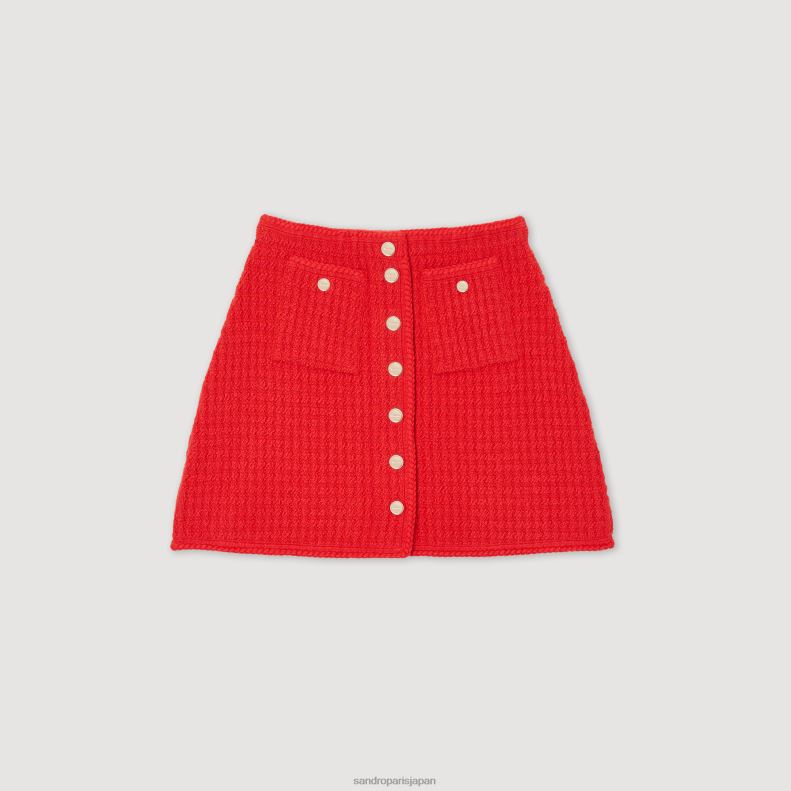 jp Sandro Paris 女性 短いニットスカート 赤 20D4B329 衣服