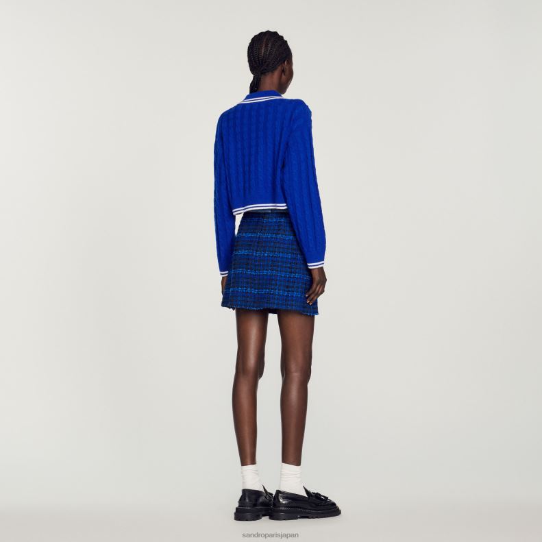 jp Sandro Paris 女性 クロップドケーブルニットセーター エレクトリックブルー 20D4B333 衣服