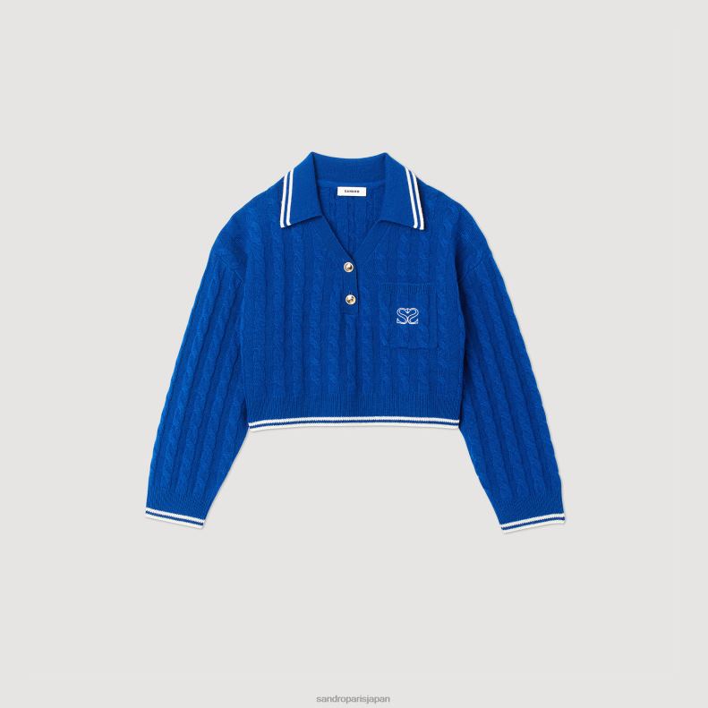 jp Sandro Paris 女性 クロップドケーブルニットセーター エレクトリックブルー 20D4B333 衣服