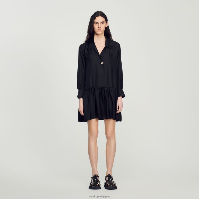 jp Sandro Paris 女性 ショートシルクドレス 黒 20D4B334 衣服
