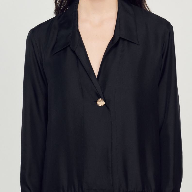 jp Sandro Paris 女性 ショートシルクドレス 黒 20D4B334 衣服