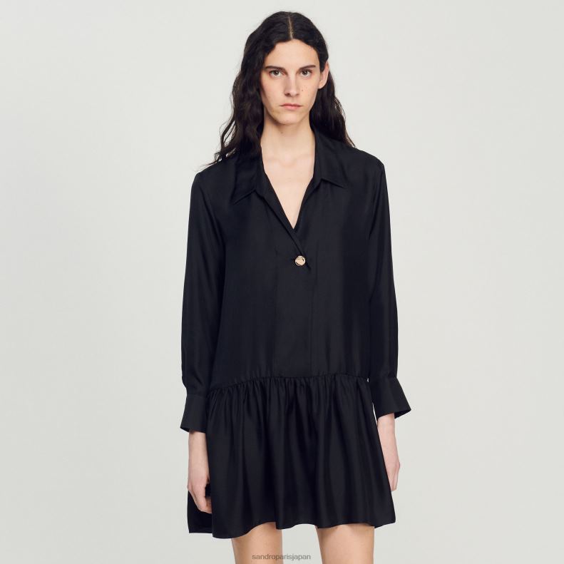 jp Sandro Paris 女性 ショートシルクドレス 黒 20D4B334 衣服