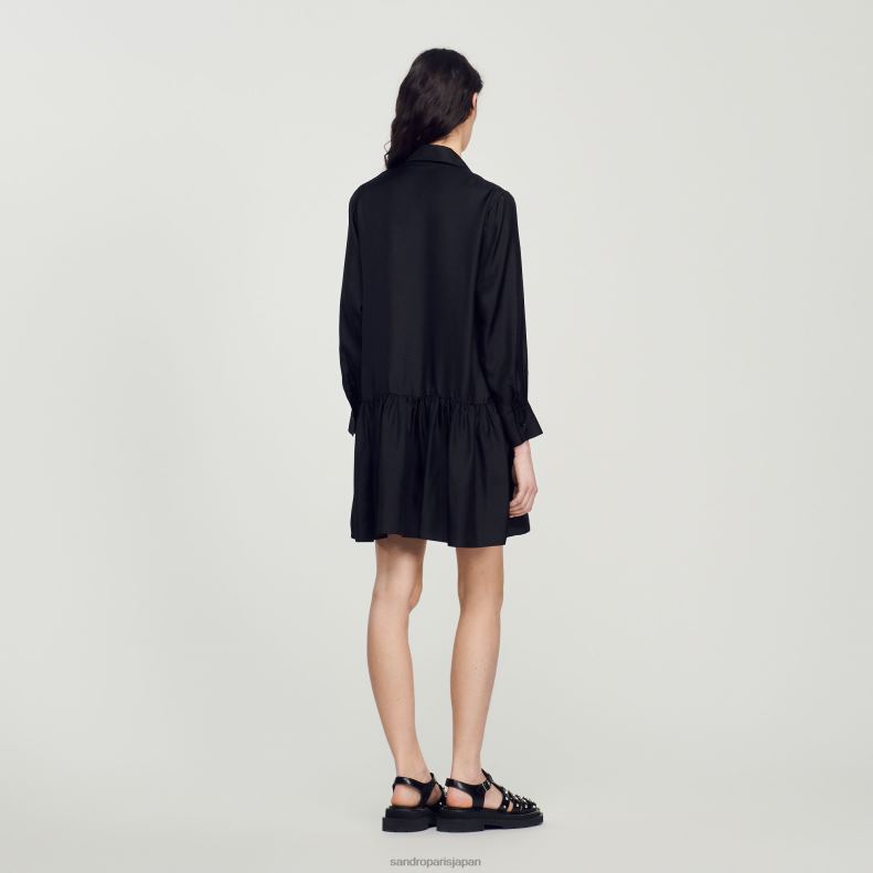 jp Sandro Paris 女性 ショートシルクドレス 黒 20D4B334 衣服