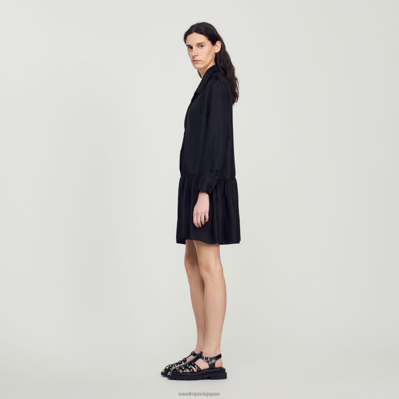 jp Sandro Paris 女性 ショートシルクドレス 黒 20D4B334 衣服