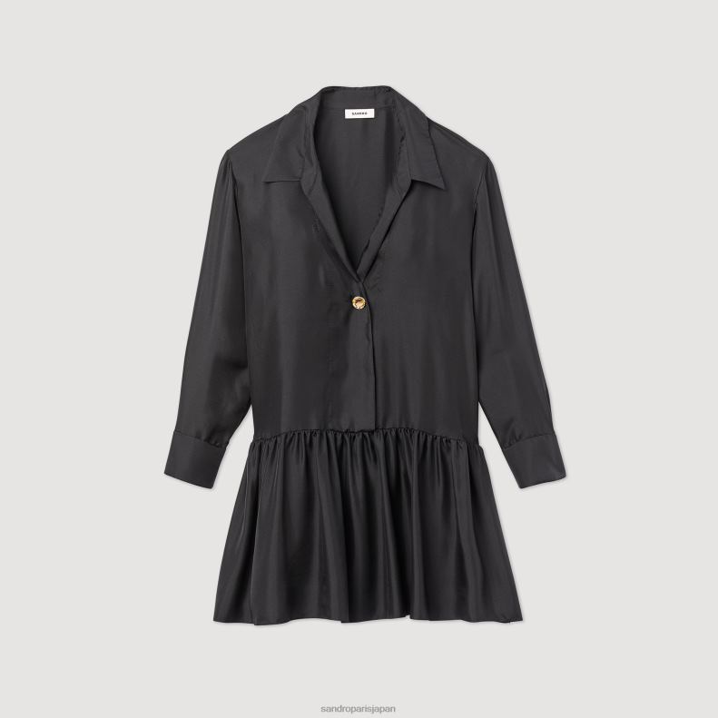 jp Sandro Paris 女性 ショートシルクドレス 黒 20D4B334 衣服