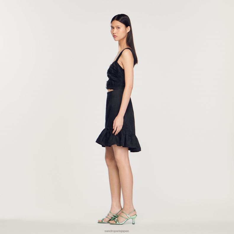 jp Sandro Paris 女性 宝石が付いたショートドレス 黒 20D4B337 衣服