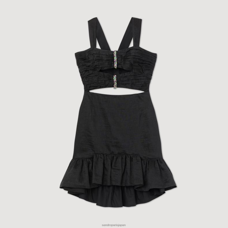 jp Sandro Paris 女性 宝石が付いたショートドレス 黒 20D4B337 衣服