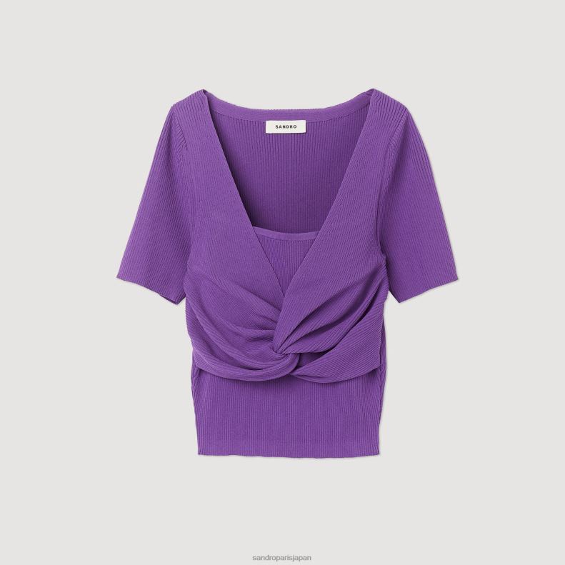 jp Sandro Paris 女性 タイドクロップドセーター 紫 20D4B340 衣服