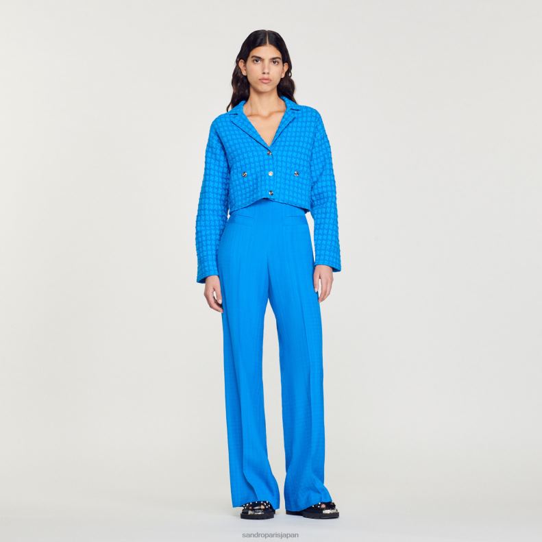 jp Sandro Paris 女性 クロップドツイードコーティガン エレクトリックブルー 20D4B343 衣服