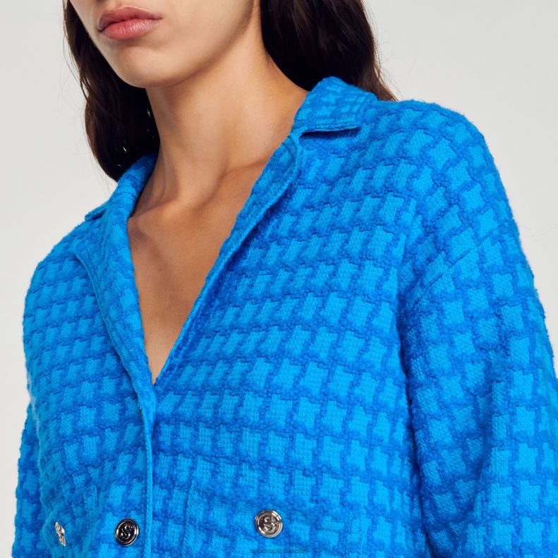jp Sandro Paris 女性 クロップドツイードコーティガン エレクトリックブルー 20D4B343 衣服