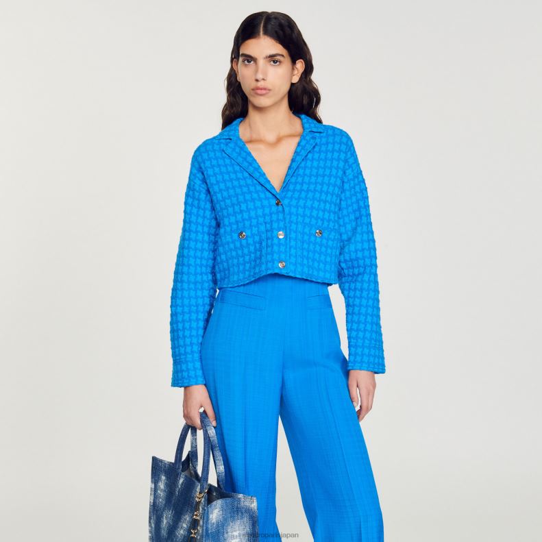 jp Sandro Paris 女性 クロップドツイードコーティガン エレクトリックブルー 20D4B343 衣服