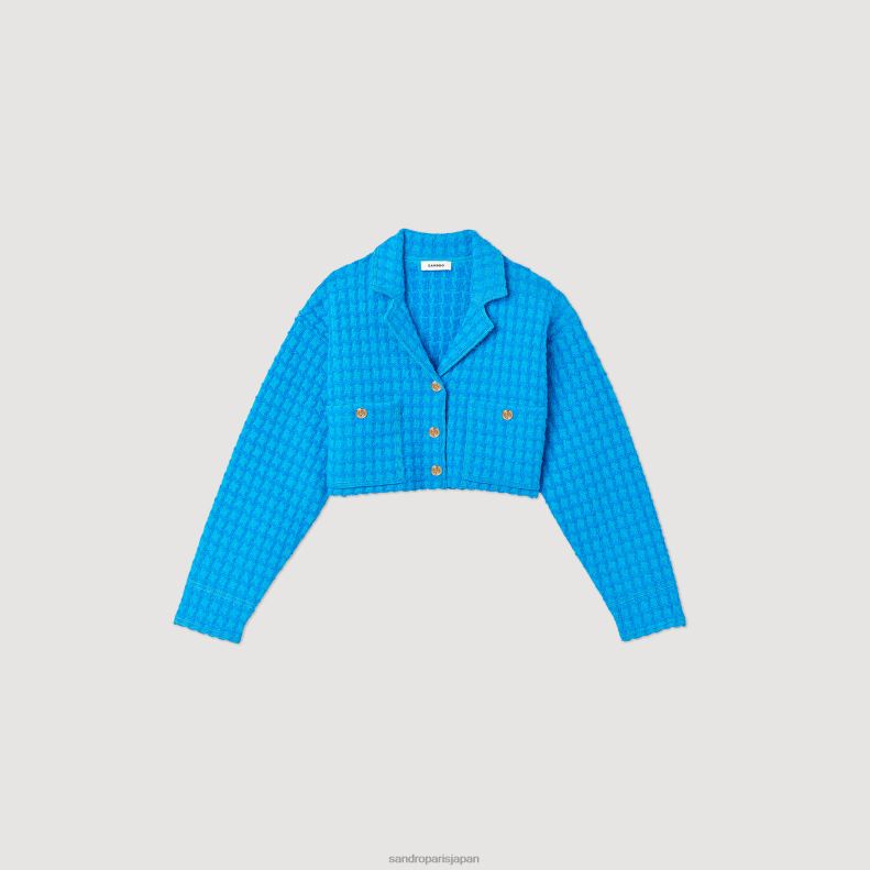 jp Sandro Paris 女性 クロップドツイードコーティガン エレクトリックブルー 20D4B343 衣服