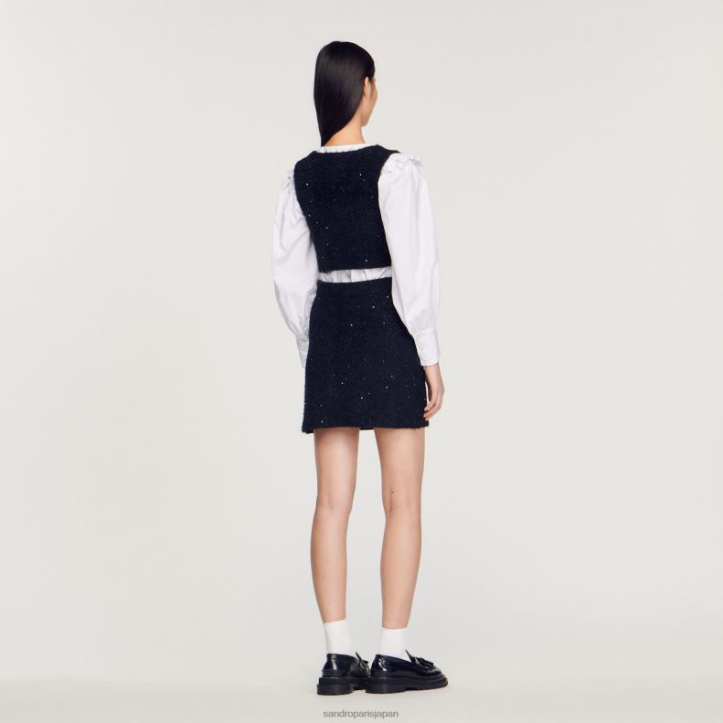 jp Sandro Paris 女性 ツイードクロップトップ 黒 20D4B344 衣服