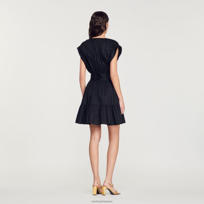 jp Sandro Paris 女性 ショートギャザードレス 黒 20D4B347 衣服